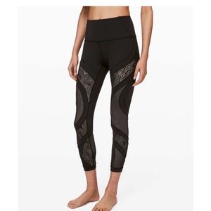 Lululemon Wunder Under High-Rise Tight 25" *Lace Black Leggings Size 12